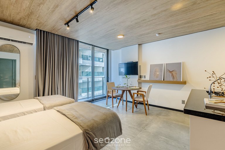 Studio c/ Varanda e Vista Lateral Mar | NWT1004