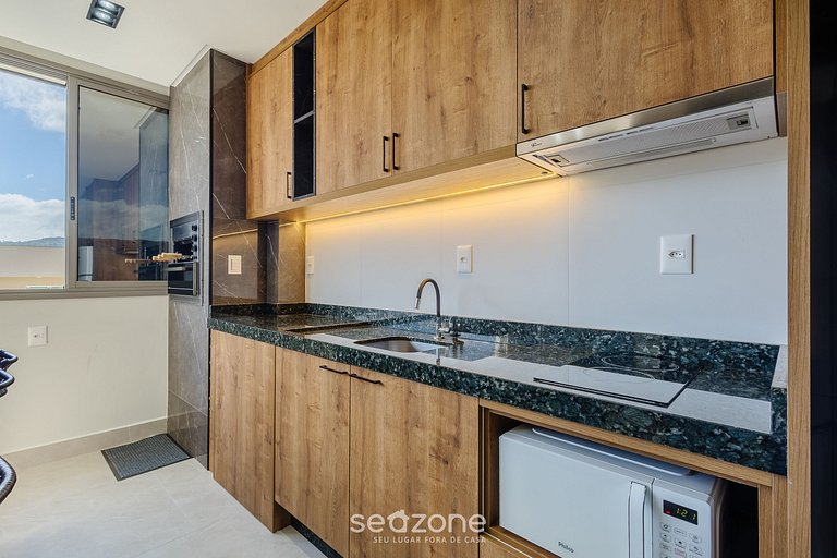 Apto c/ churrasq e vista a 500m do mar - ELF0405