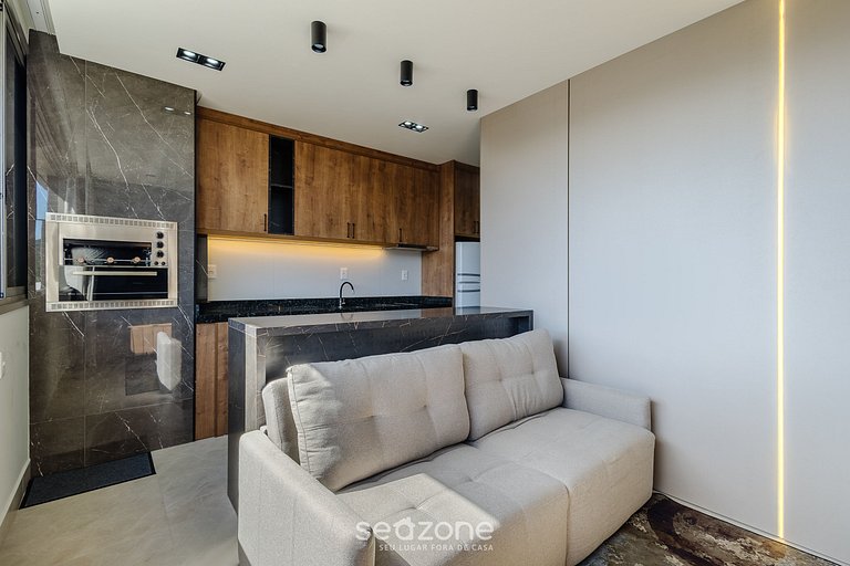 Apto c/ churrasq e vista a 500m do mar - ELF0405