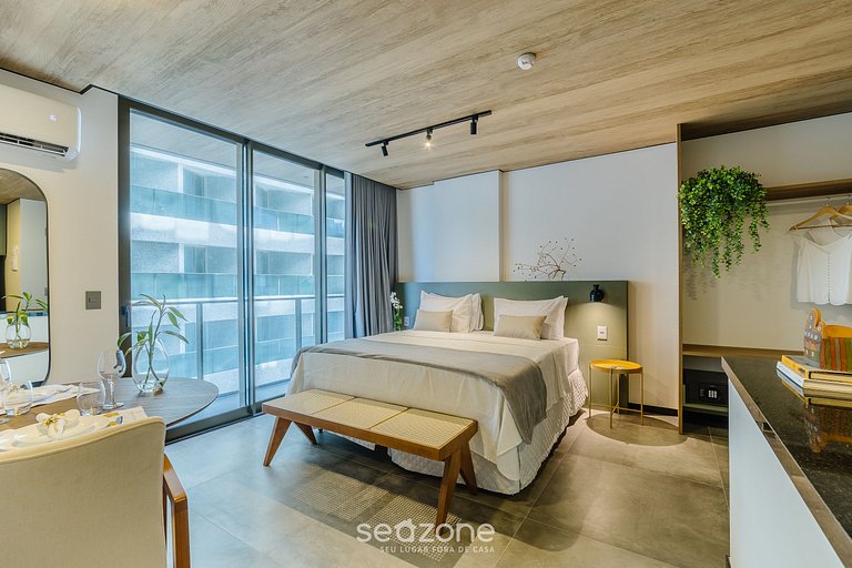 Estúdio c/ Varanda e Vista Lateral mar | NWT0703