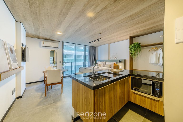 Estúdio c/ Varanda e Vista Lateral mar | NWT0703