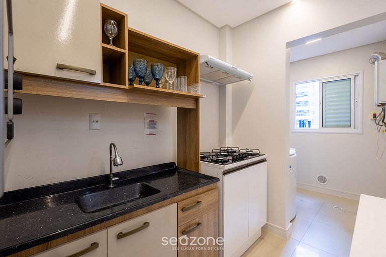 Apto completo 3Q c/ churrasq. 450m do Mar EST0301