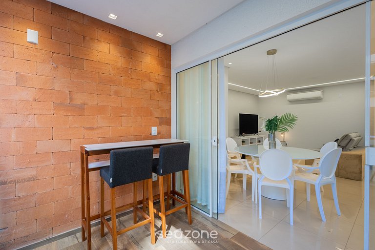 Apto completo 3Q c/ churrasq. 450m do Mar EST0301