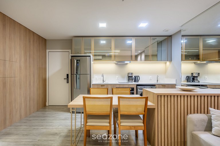 Estúdio 350m praia c/ piscina e academia IFT1308