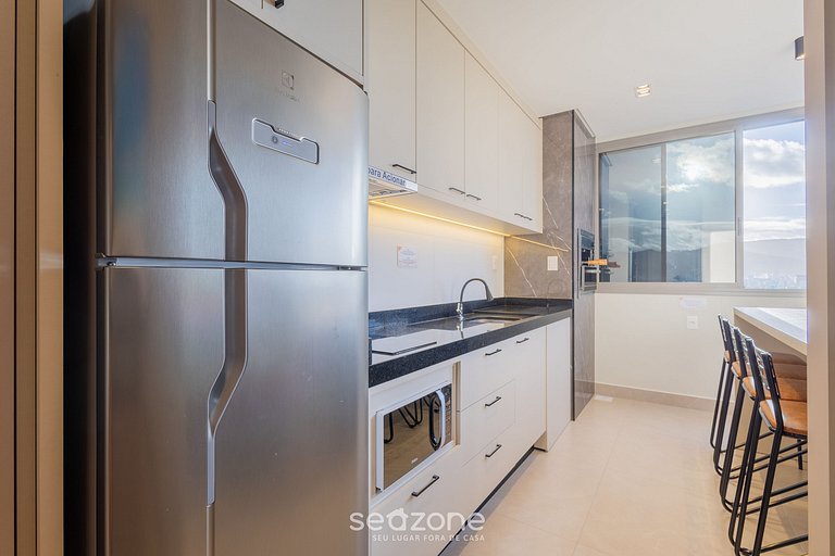 1Q c/ vista mar e churrasq. a 500m do mar ELF0602