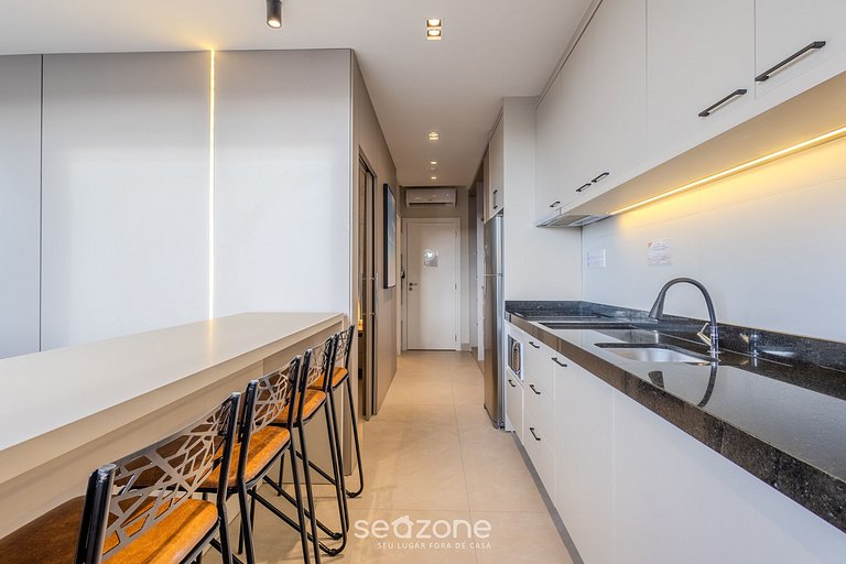 1Q c/ vista mar e churrasq. a 500m do mar ELF0602