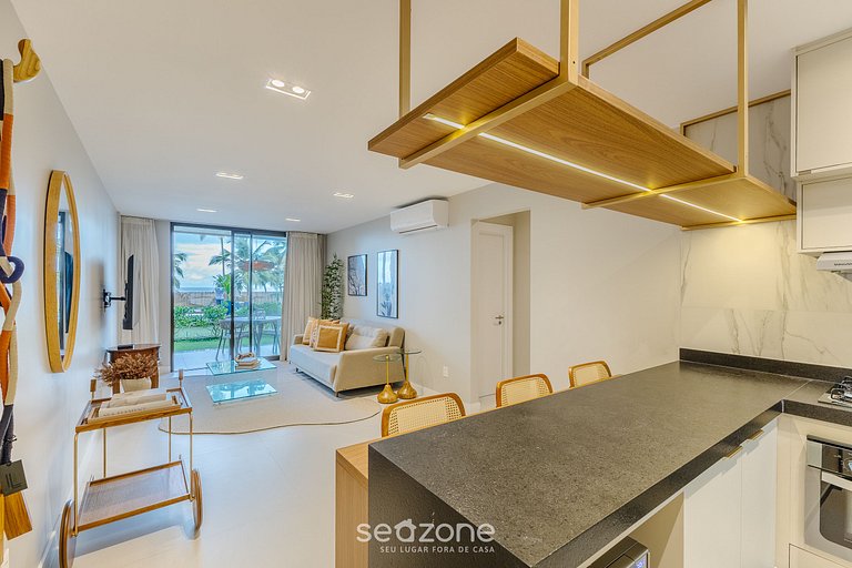 Apt em cond. c/ piscina e vista para o mar PET0008