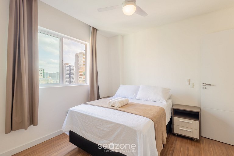 Apto 450m da praia c/ churrasq. e 3 suítes TAH0602