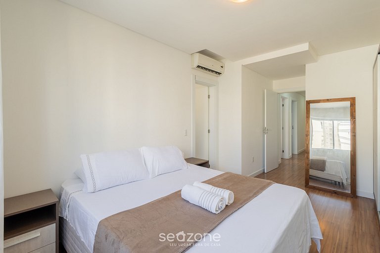 Apto 450m da praia c/ churrasq. e 3 suítes TAH0602