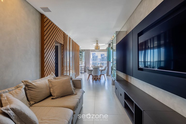 Apto c/ churrasqueira gourmet e vista mar EHI0802