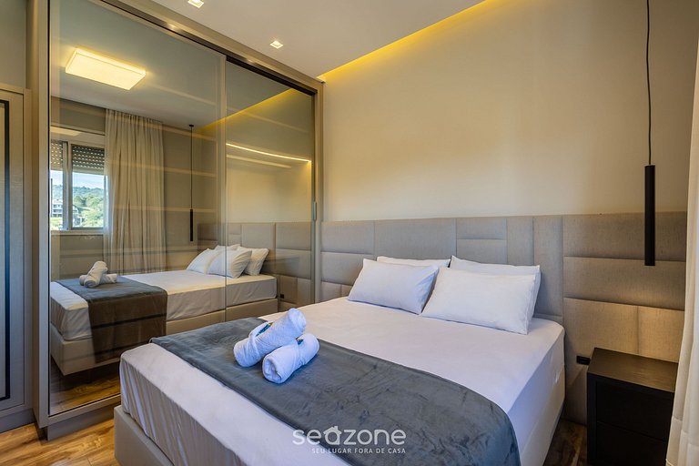 Apto c/ churrasqueira gourmet e vista mar EHI0802