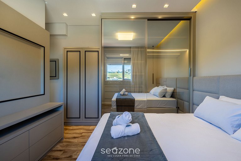 Apto c/ churrasqueira gourmet e vista mar EHI0802