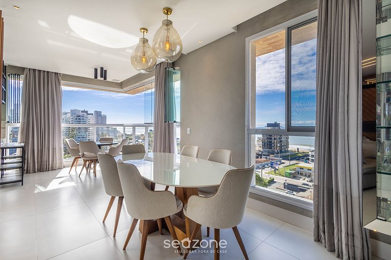 Apto c/ churrasqueira gourmet e vista mar EHI0802