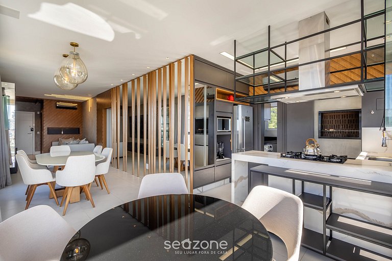 Apto c/ churrasqueira gourmet e vista mar EHI0802