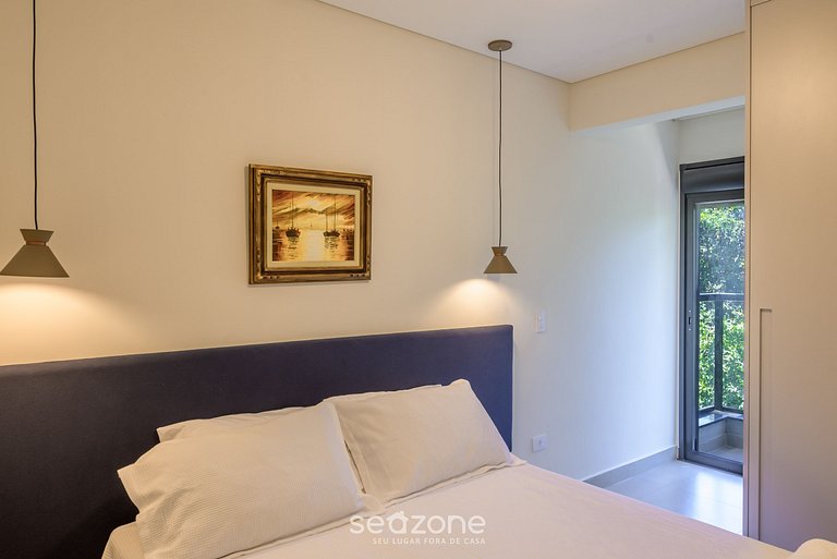 Apto c/ varanda gourmet a passos do Mar HRE0025