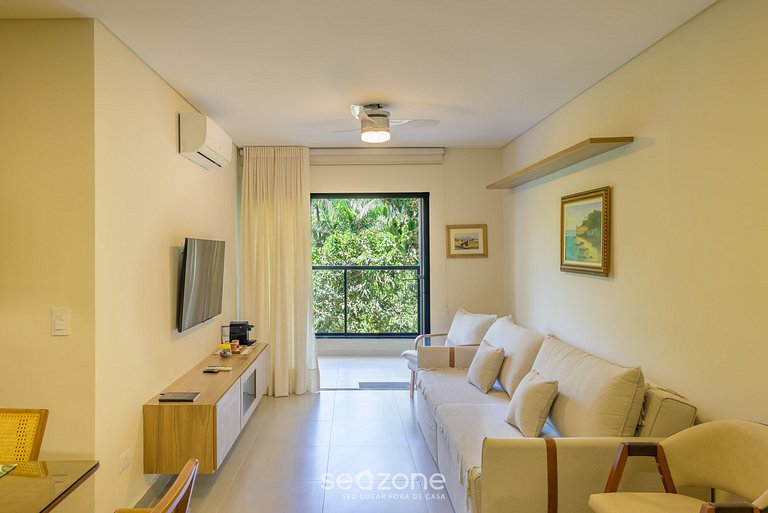 Apto c/ varanda gourmet a passos do Mar HRE0025