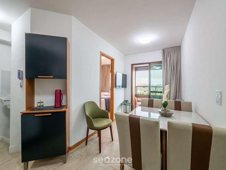 Apto c/ varanda e vista a 300m da Praia SOA0912