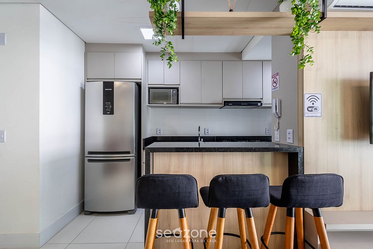 Apt 3Q Cond. Pé na Areia churrasq jacuzzi SHC0905