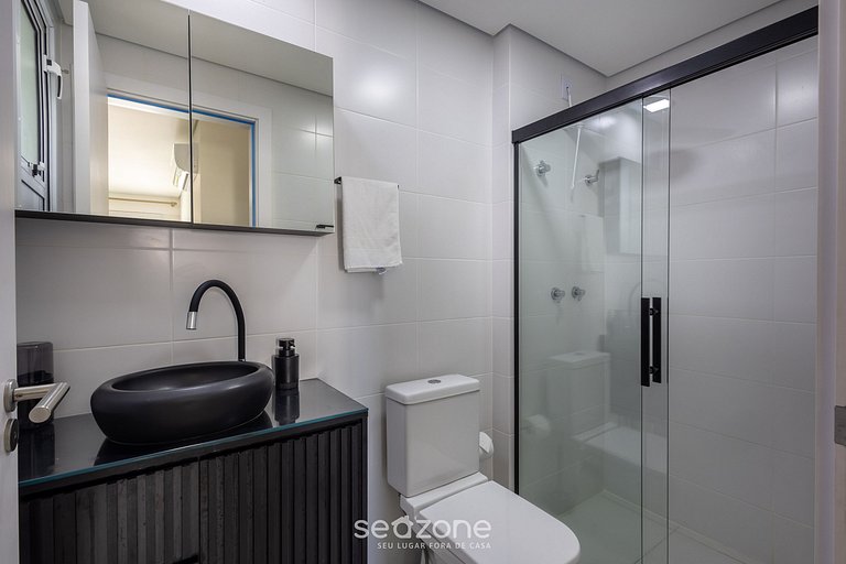 Apt 3Q Cond. Pé na Areia churrasq jacuzzi SHC0905