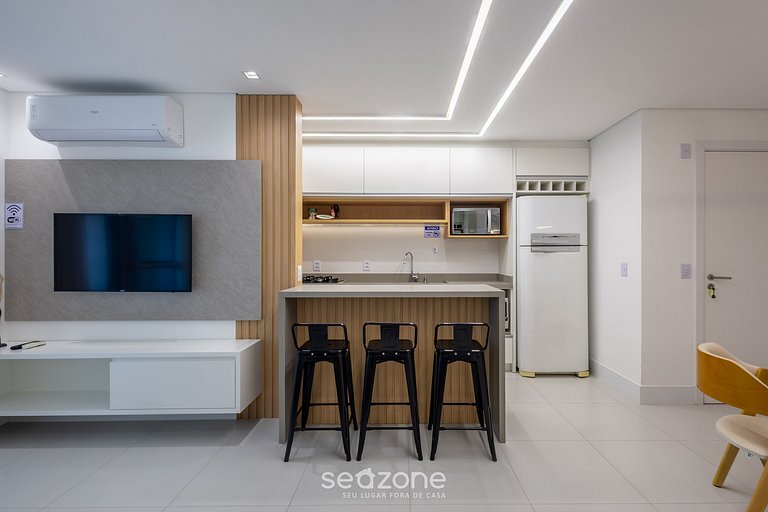 Apto 3Q c/ varanda gourmet e vista Mar SHC0506