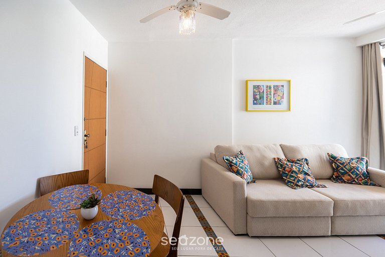 Apto com varanda e vista incrível do mar - STP0903