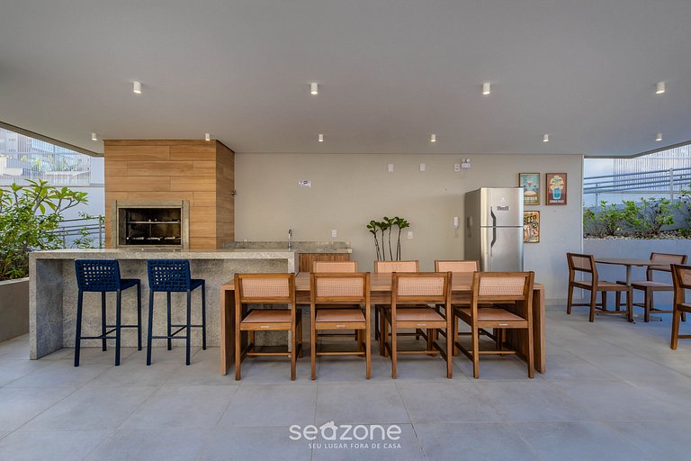 Apt 3Qt c/ Vista mar e churrasq. SHC1601