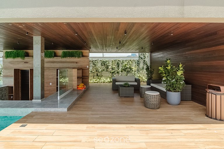 Apto 2Q c/ vista mar churrasq. piscina SHC0703