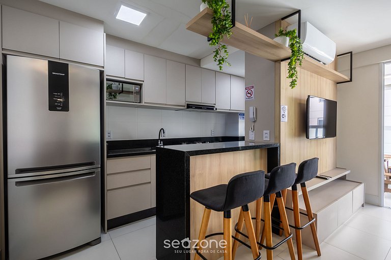 Apt 3Q Cond. Pé na Areia churrasq jacuzzi SHC0905