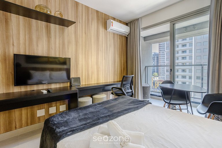 Studio c/ varanda 750m do Allianz Parque - VAS1009