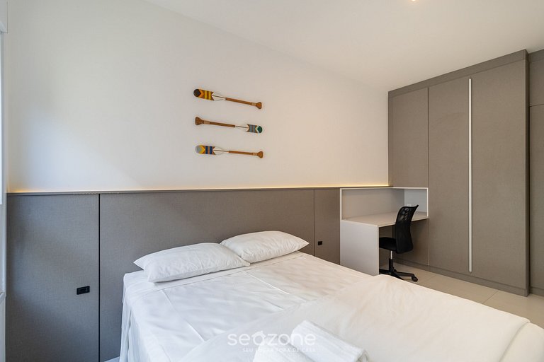 Apto moderno a 240m del mar en Jurerê JRR309