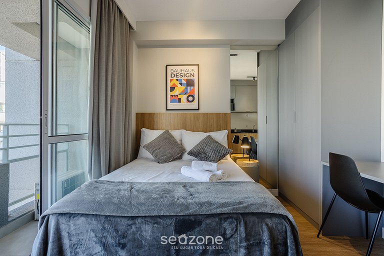 Apto con balcón a 5 min Allianz Parque ODE1710