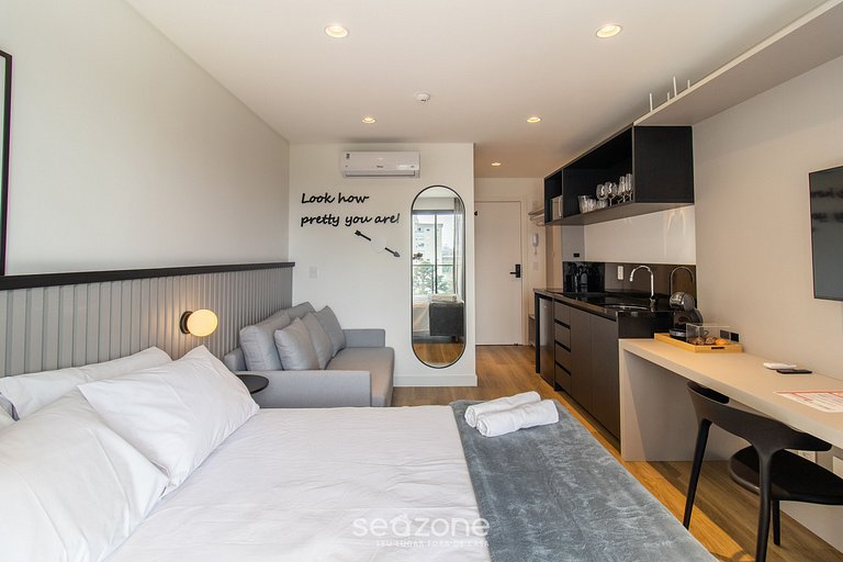 Estúdio Vista Lateral Mar 50m da Praia PSO0708