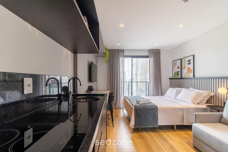 Estúdio Vista Lateral Mar 50m da Praia PSO0708