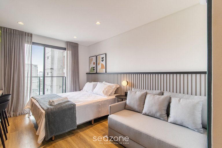 Estúdio Vista Lateral Mar 50m da Praia PSO0708