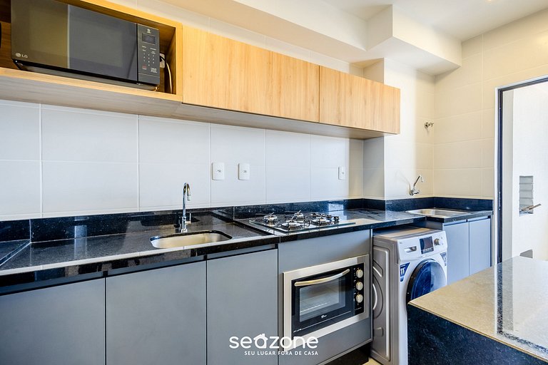 Apto c/ churrasq e vista a 400m da Praia SKL1604