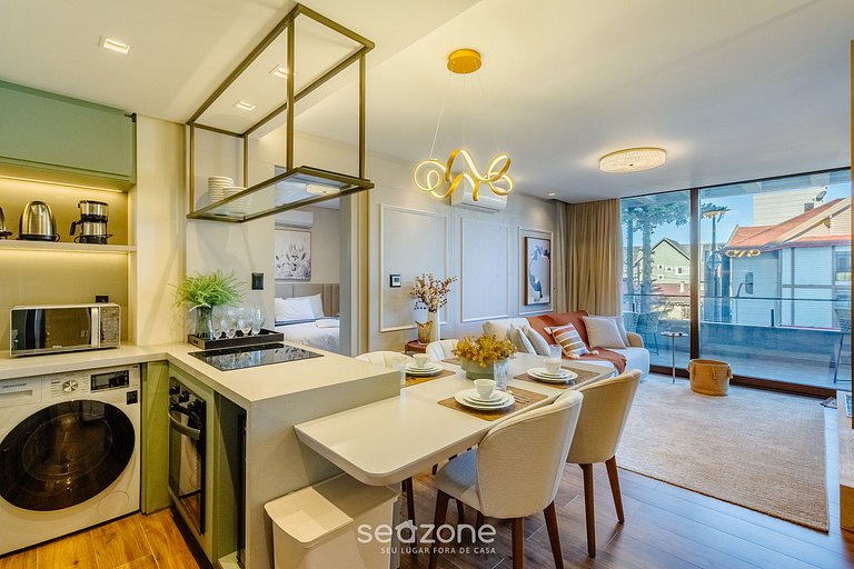 Apto c/ varanda, lareira e vista no Centro DMS0107