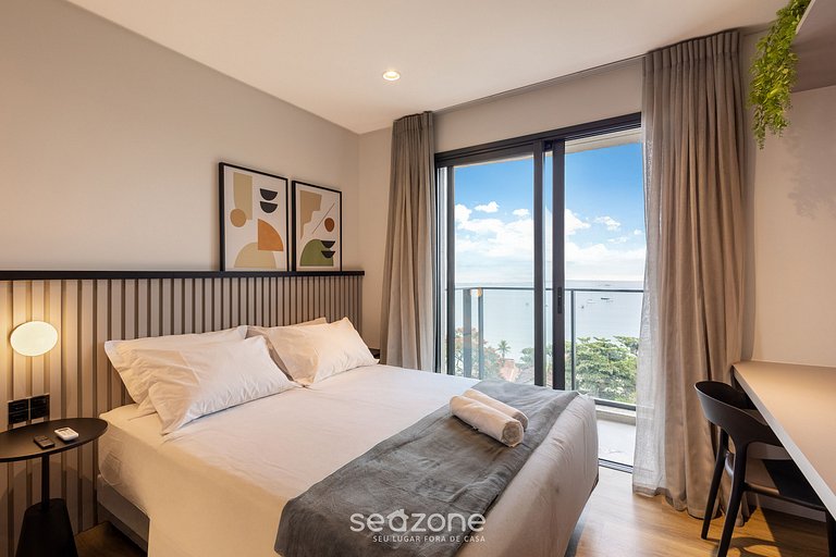 Studio c/ varanda e vista incrível p/ mar PSO0904