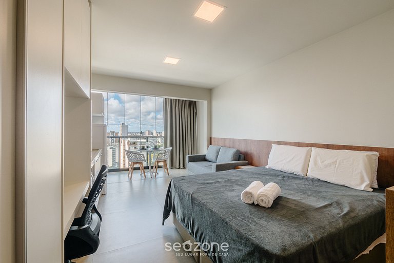 Studio c/ vista al mar en cond. c/ piscina LIV1704