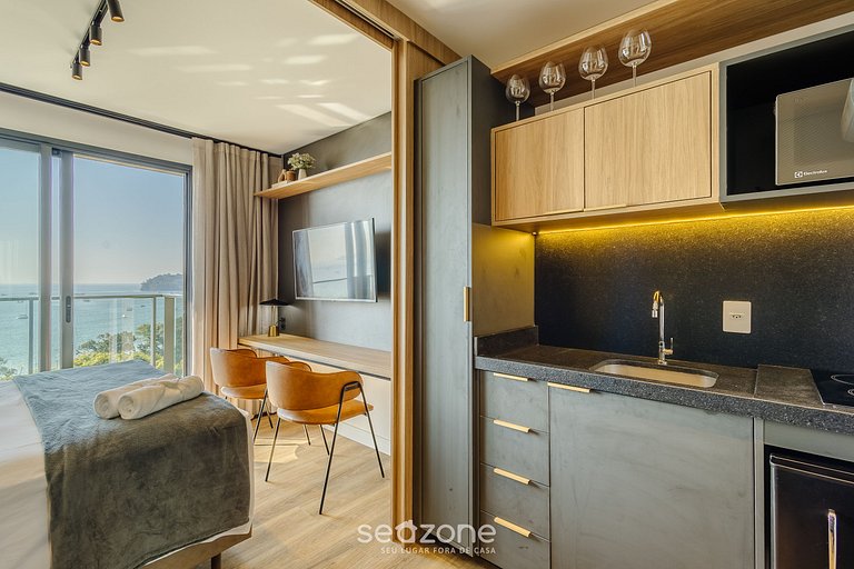 Studio à beira-mar em condomínio com PSO0802