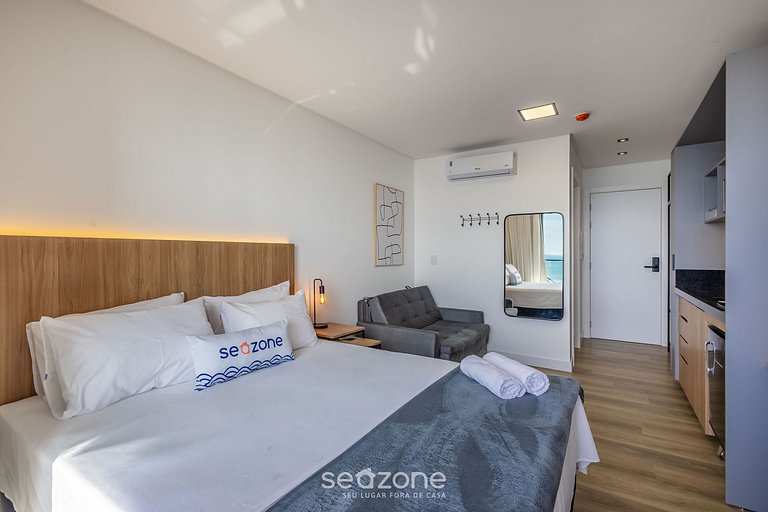 Studio c/ vista frente mar e varanda - PSO0903