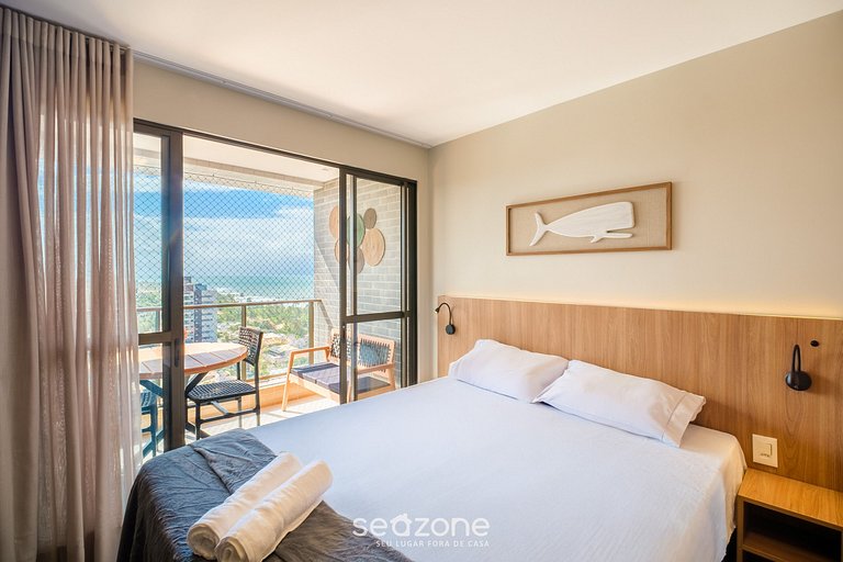 Aloje con balcón y vista al mar en Itapuã RGF1406