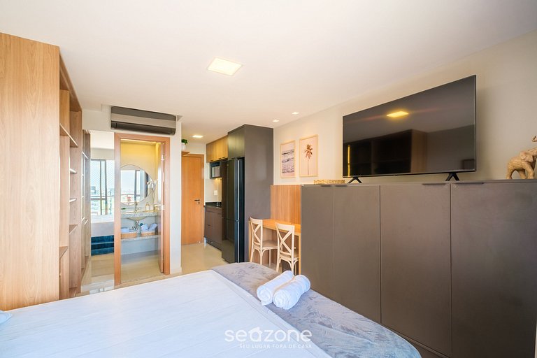 Aloje con balcón y vista al mar en Itapuã RGF1406