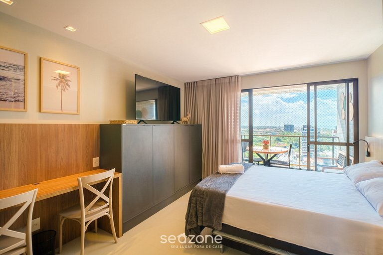 Estadia c/ varanda e vista mar em Itapuã RGF1406