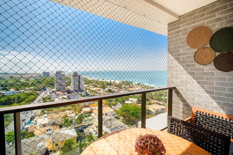 Estadia c/ varanda e vista mar em Itapuã RGF1406