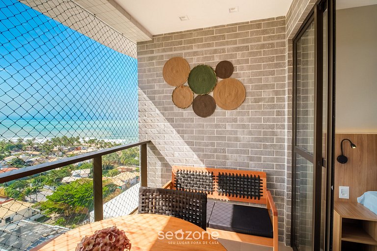 Aloje con balcón y vista al mar en Itapuã RGF1406