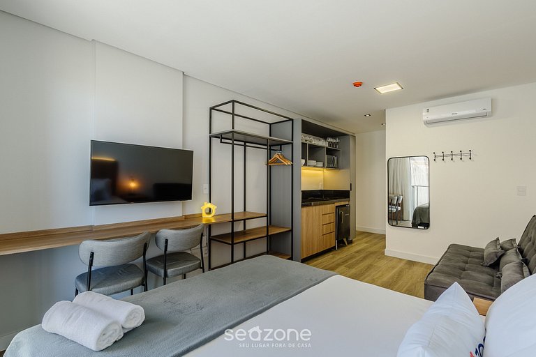 Studio a passos do mar c/ varanda e vista PSO0905