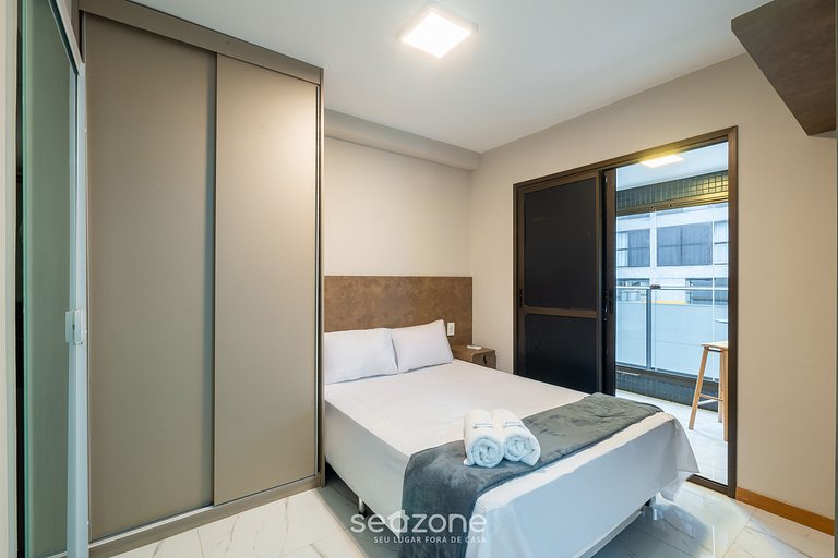 Apto 1 Quarto c/ Ar a 120m da Praia ESB0310