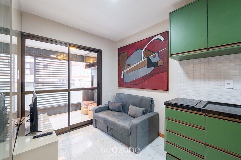 Apto 1 Quarto c/ Ar a 120m da Praia ESB0310