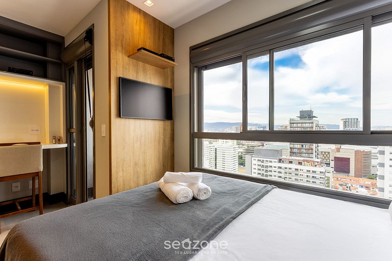 Studio c/ varanda 450m do Allianz Parque | DIO1602