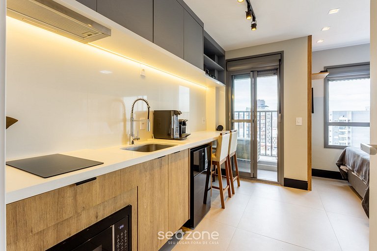 Studio c/ varanda 450m do Allianz Parque | DIO1602